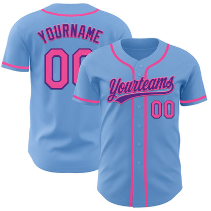 Custom Light Blue Pink-Purple Authentic Baseball Jersey - Sky-Custom