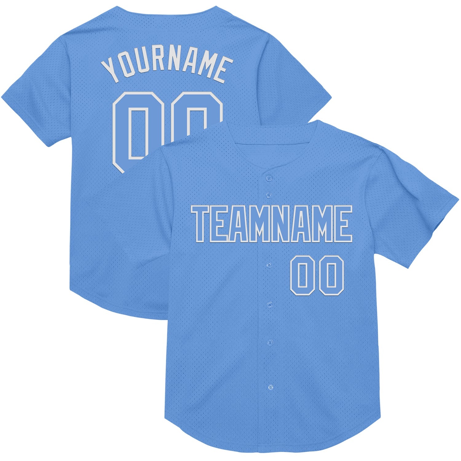 Custom Light Blue White Mesh Authentic Throwback Baseball Jersey - Sky-Custom
