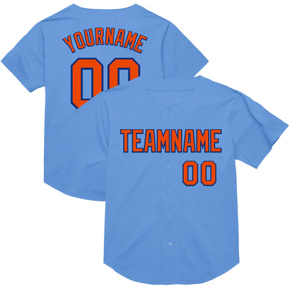Custom Light Blue Orange-Royal Mesh Authentic Throwback Baseball Jersey - Sky-Custom