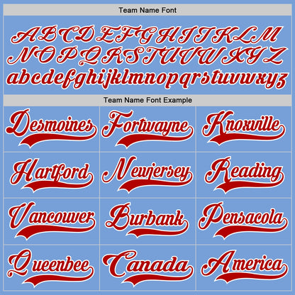 Custom Light Blue Red-White Hockey Lace Neck Jersey - Sky-Custom