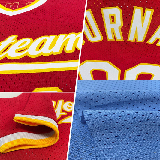 Custom Light Blue Gold Authentic Throwback Baseball Jersey - Sky-Custom