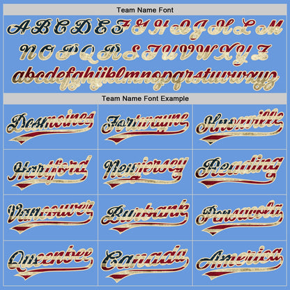 Custom Light Blue Vintage USA Flag Cream-Red Authentic Throwback Baseball Jersey - Sky-Custom