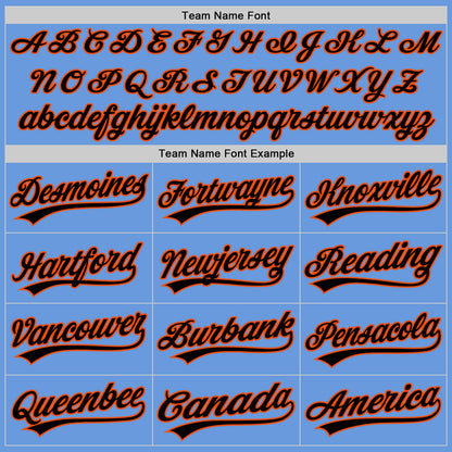 Custom Light Blue Black-Orange Authentic Throwback Baseball Jersey - Sky-Custom