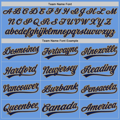 Custom Light Blue Navy-Old Gold Authentic Throwback Baseball Jersey - Sky-Custom