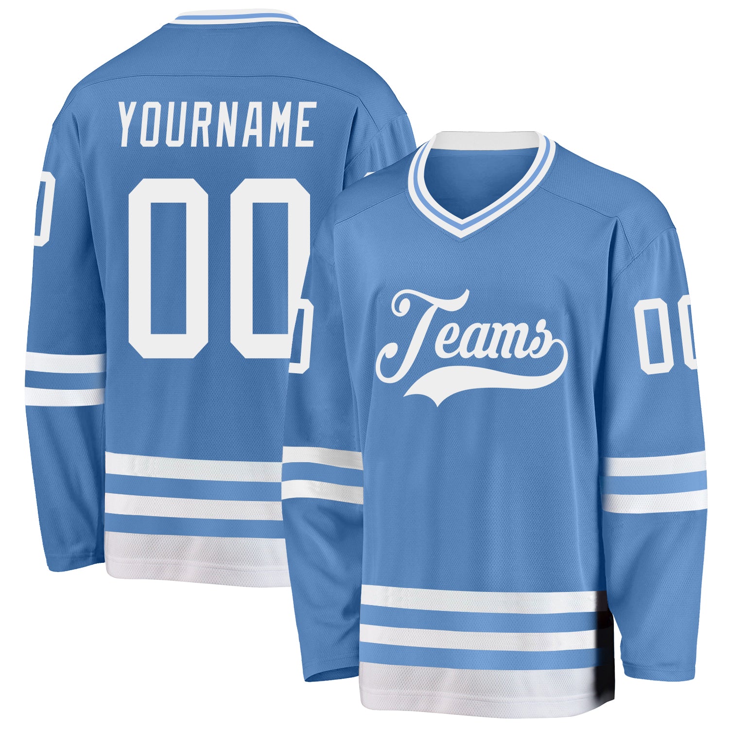 Custom Light Blue White Hockey Jersey - Sky-Custom