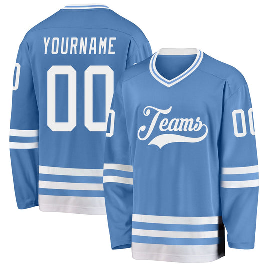 Custom Light Blue White Hockey Jersey - Sky-Custom