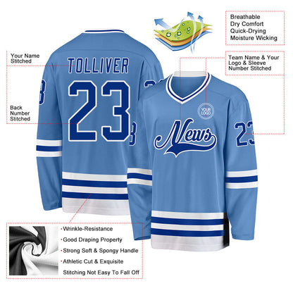 Custom Light Blue Royal-White Hockey Jersey - Sky-Custom