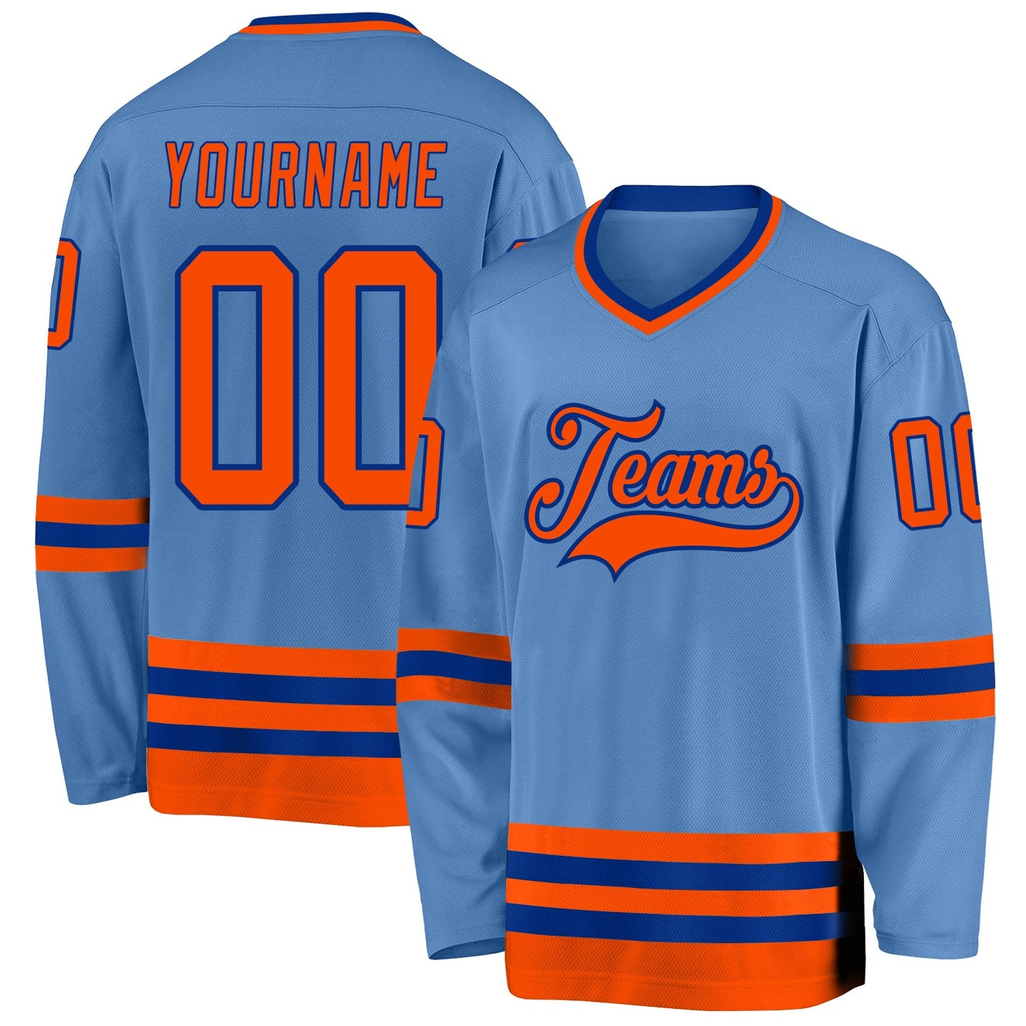 Custom Light Blue Orange-Royal Hockey Jersey - Sky-Custom