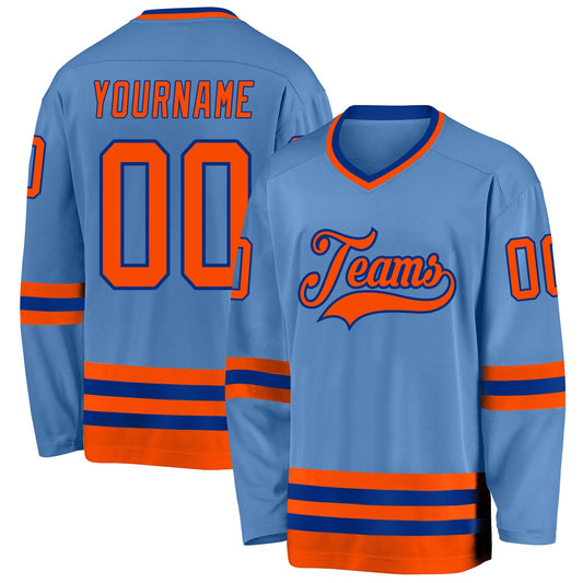 Custom Light Blue Orange-Royal Hockey Jersey - Sky-Custom