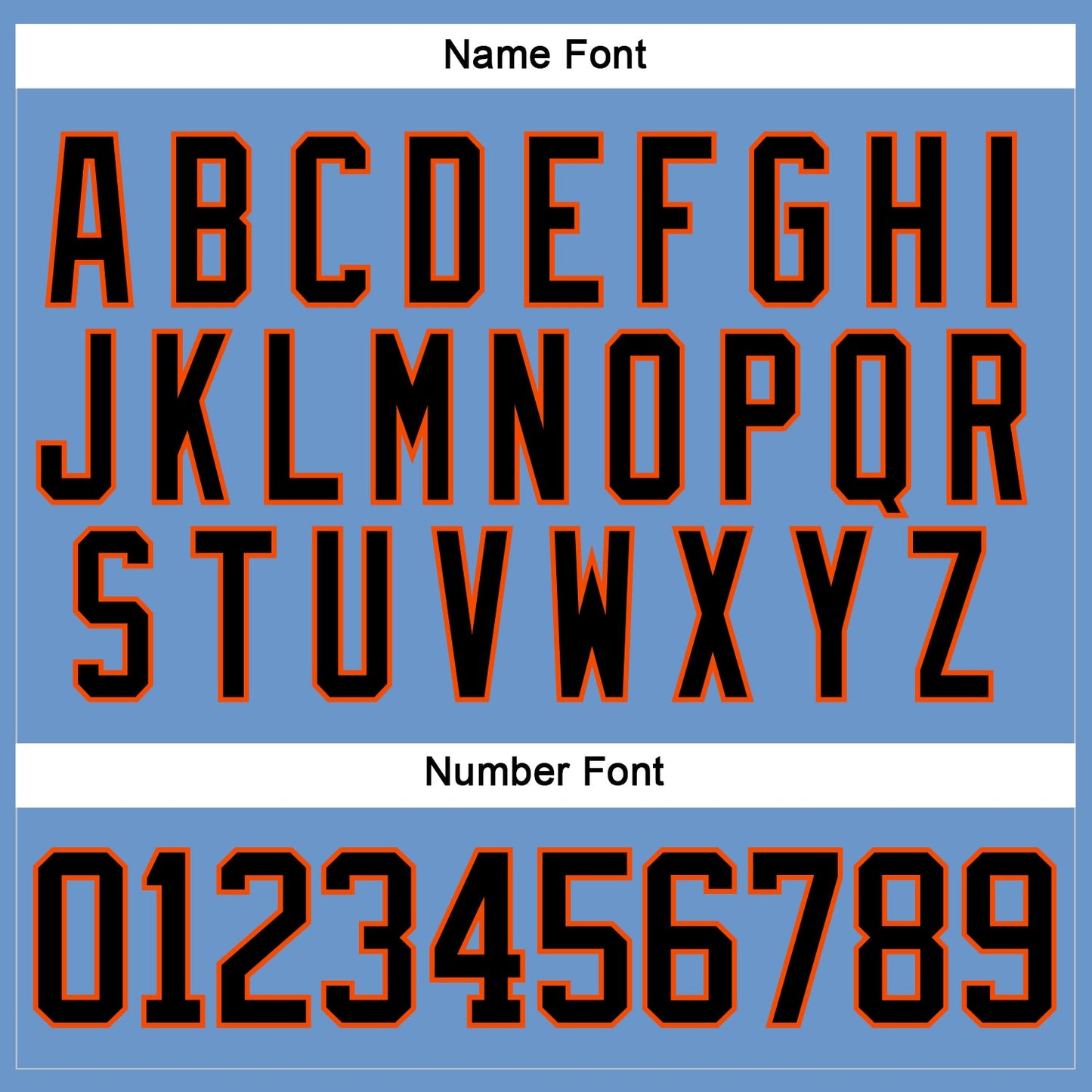 Custom Light Blue Black-Orange Hockey Jersey - Sky-Custom