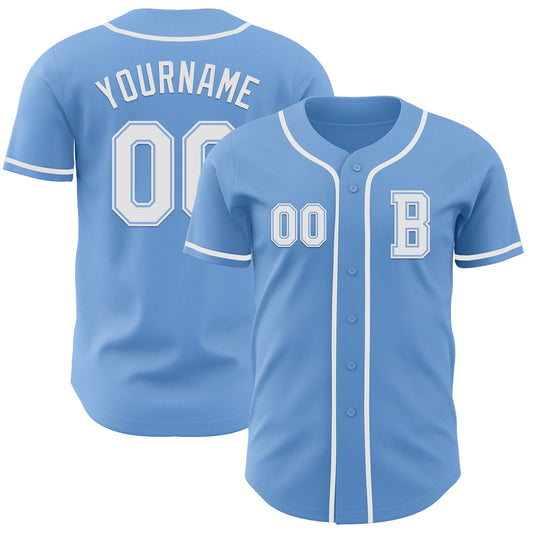 Custom Light Blue White Authentic Baseball Jersey - Sky-Custom