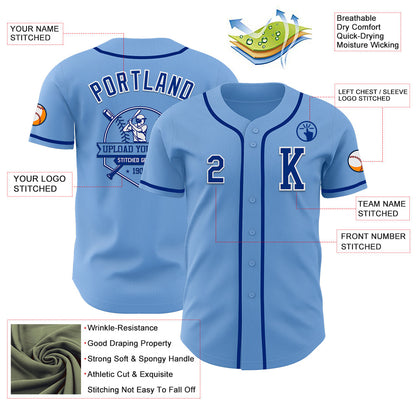 Custom Light Blue Royal-White Authentic Baseball Jersey - Sky-Custom