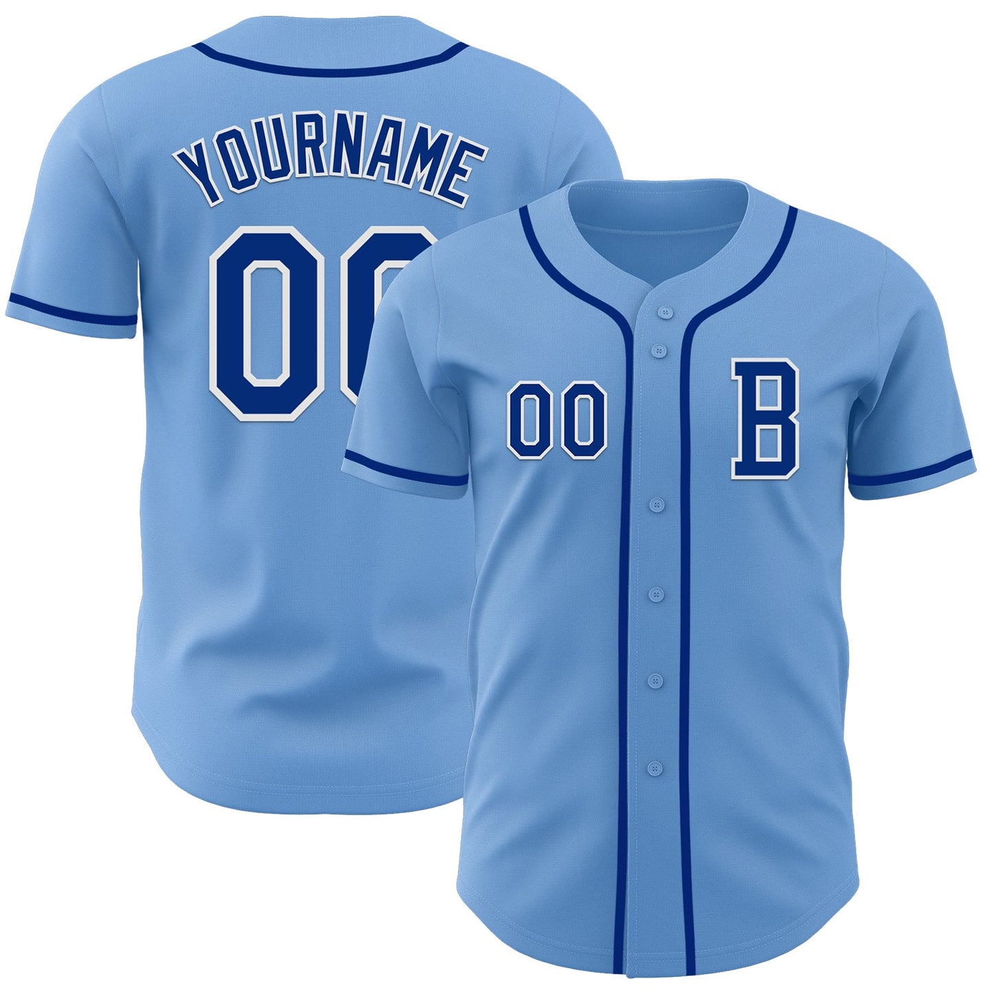 Custom Light Blue Royal-White Authentic Baseball Jersey - Sky-Custom