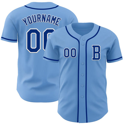 Custom Light Blue Royal-White Authentic Baseball Jersey - Sky-Custom