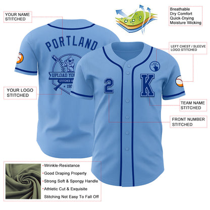 Custom Light Blue Royal Authentic Baseball Jersey - Sky-Custom