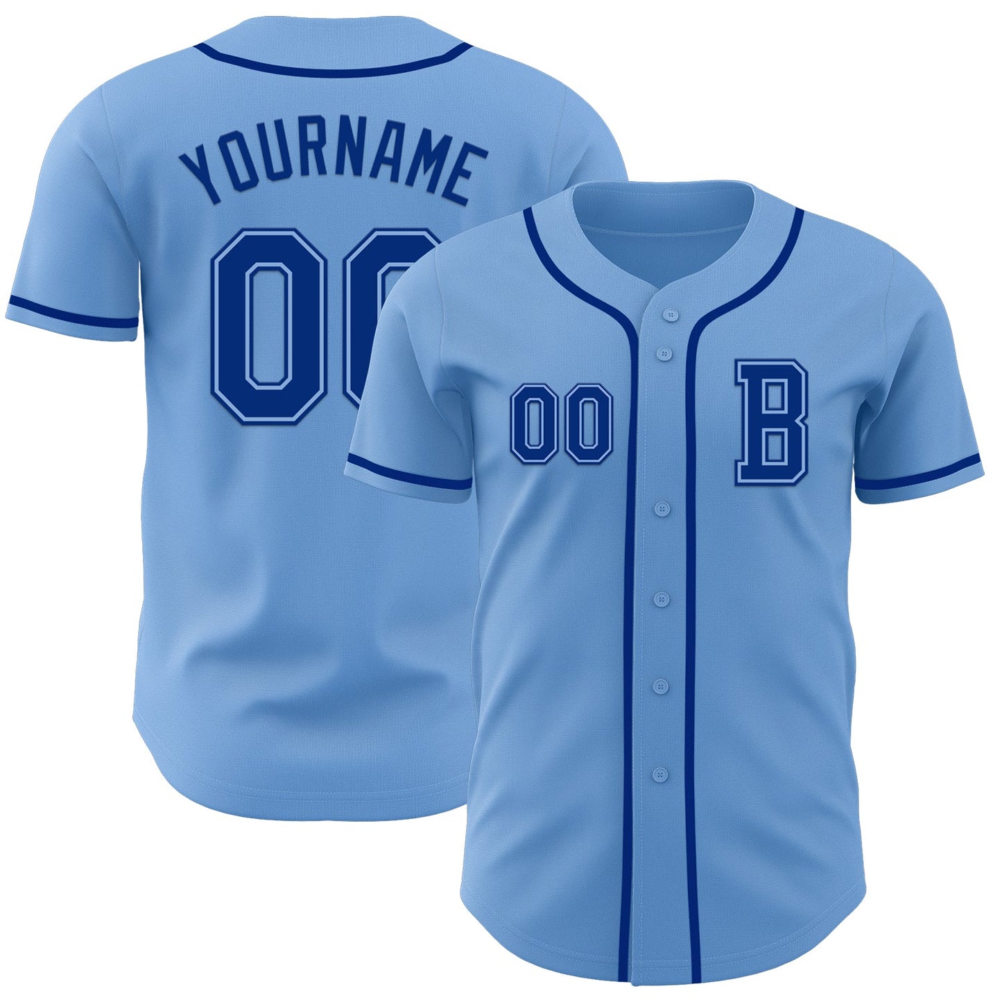 Custom Light Blue Royal Authentic Baseball Jersey - Sky-Custom