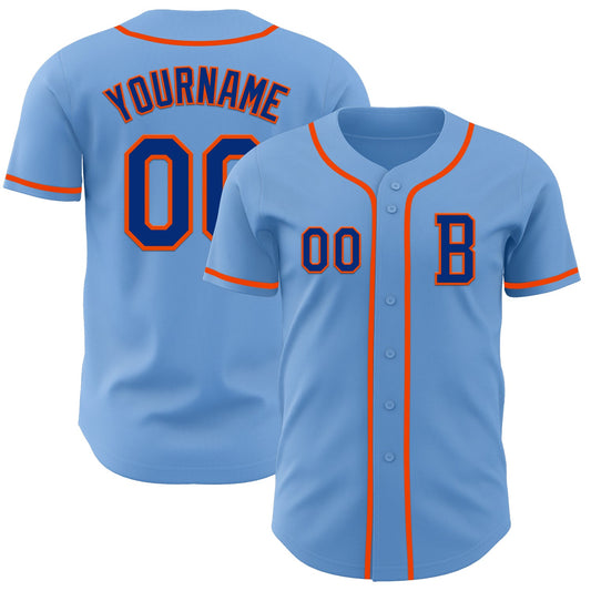 Custom Light Blue Royal-Orange Authentic Baseball Jersey - Sky-Custom