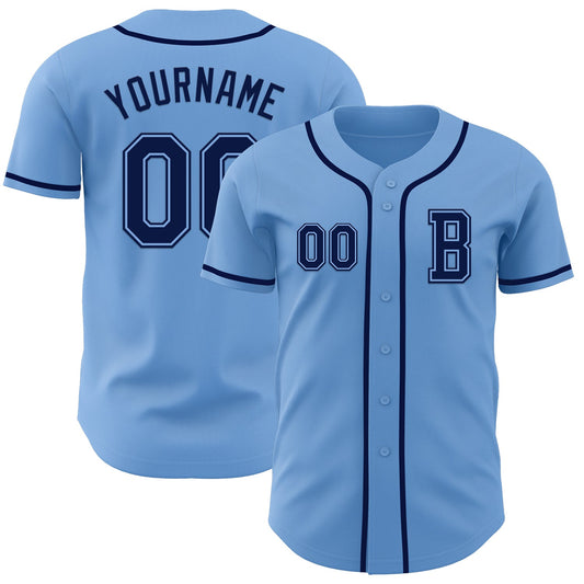 Custom Light Blue Navy Authentic Baseball Jersey - Sky-Custom