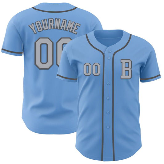 Custom Light Blue Gray-Steel Gray Authentic Baseball Jersey - Sky-Custom