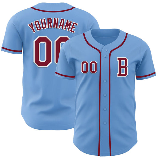 Custom Light Blue Crimson-White Authentic Baseball Jersey - Sky-Custom