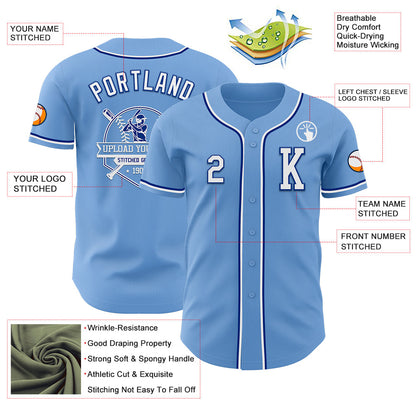 Custom Light Blue White-Royal Authentic Baseball Jersey - Sky-Custom