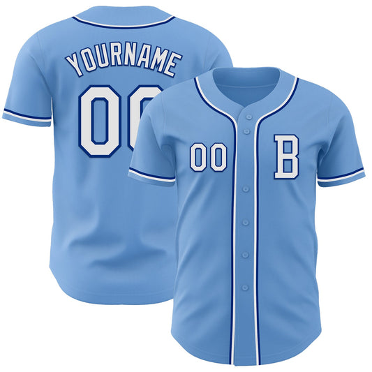 Custom Light Blue White-Royal Authentic Baseball Jersey - Sky-Custom