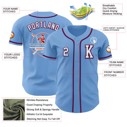 Custom Light Blue Royal-Red Authentic Baseball Jersey - Sky-Custom