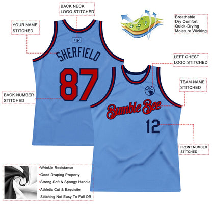 Custom Light Blue Red-Navy Authentic Throwback Basketball Jersey - Sky-Custom