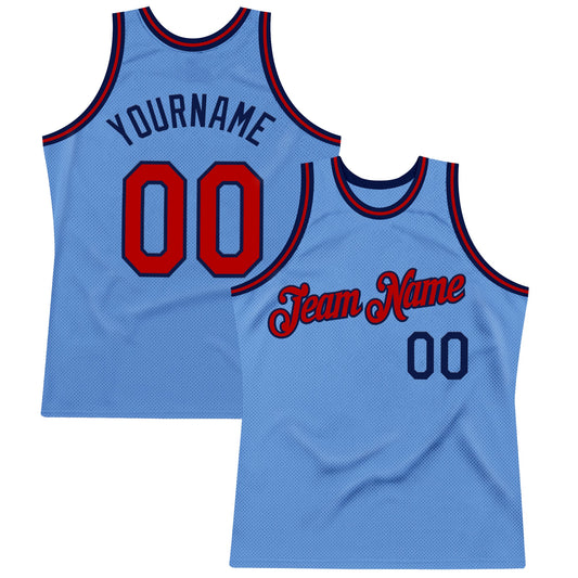 Custom Light Blue Red-Navy Authentic Throwback Basketball Jersey - Sky-Custom