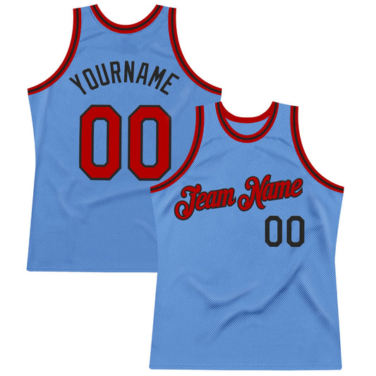 Custom Light Blue Red-Black Authentic Throwback Basketball Jersey - Sky-Custom