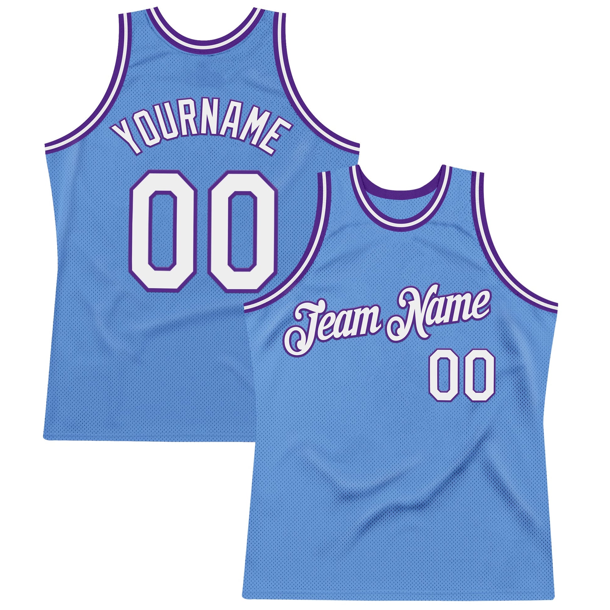 Custom Light Blue White-Purple Authentic Throwback Basketball Jersey - Sky-Custom