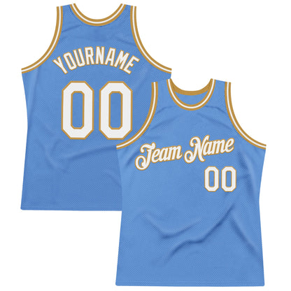 Custom Light Blue White-Old Gold Authentic Throwback Basketball Jersey - Sky-Custom