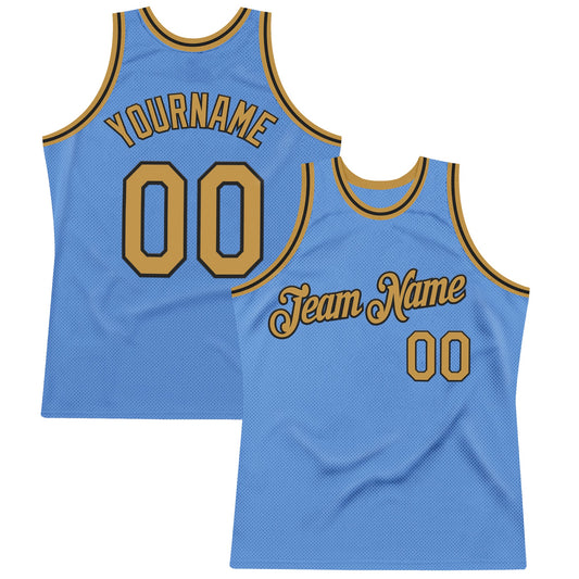 Custom Light Blue Old Gold-Black Authentic Throwback Basketball Jersey - Sky-Custom