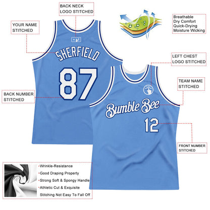 Custom Light Blue White-Royal Authentic Throwback Basketball Jersey - Sky-Custom