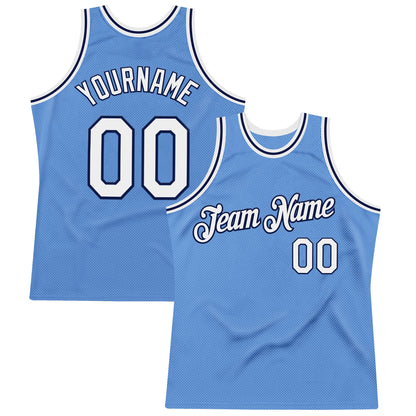 Custom Light Blue White-Navy Authentic Throwback Basketball Jersey - Sky-Custom
