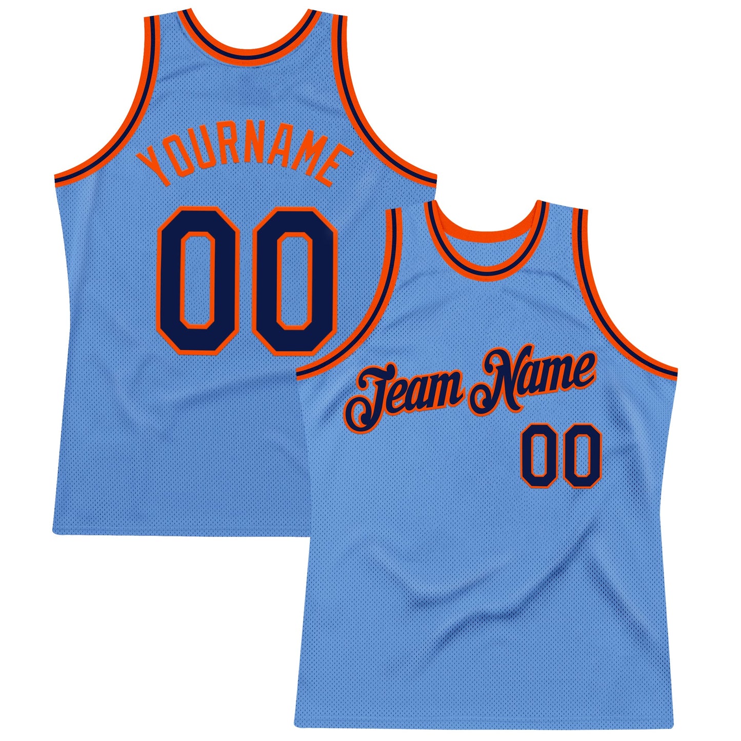 Custom Light Blue Navy-Orange Authentic Throwback Basketball Jersey - Sky-Custom