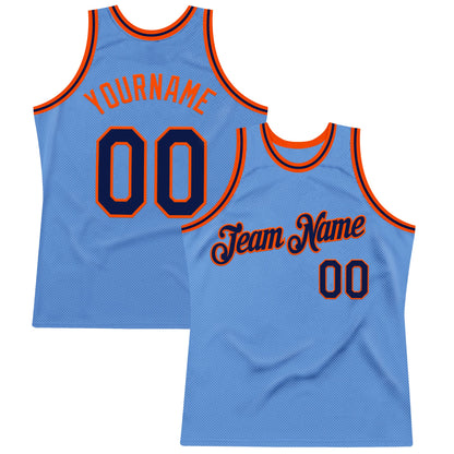 Custom Light Blue Navy-Orange Authentic Throwback Basketball Jersey - Sky-Custom