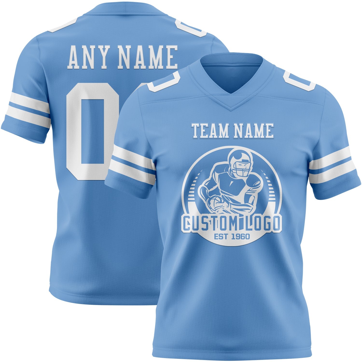 Custom Light Blue White Mesh Authentic Football Jersey - Sky-Custom