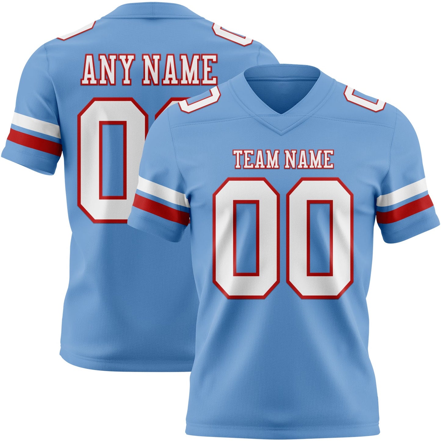 Custom Light Blue White-Red Mesh Authentic Football Jersey - Sky-Custom