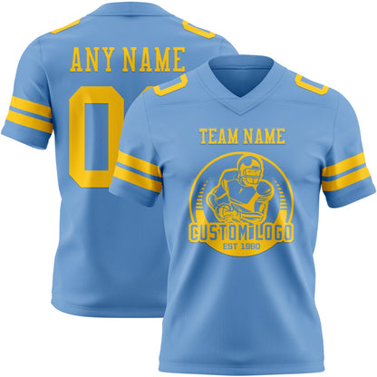 Custom Light Blue Yellow Mesh Authentic Football Jersey - Sky-Custom
