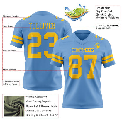 Custom Light Blue Yellow Mesh Authentic Football Jersey - Sky-Custom