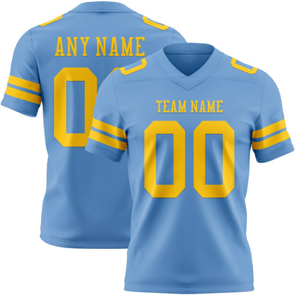 Custom Light Blue Yellow Mesh Authentic Football Jersey - Sky-Custom