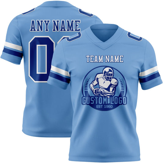 Custom Light Blue Royal-White Mesh Authentic Football Jersey - Sky-Custom