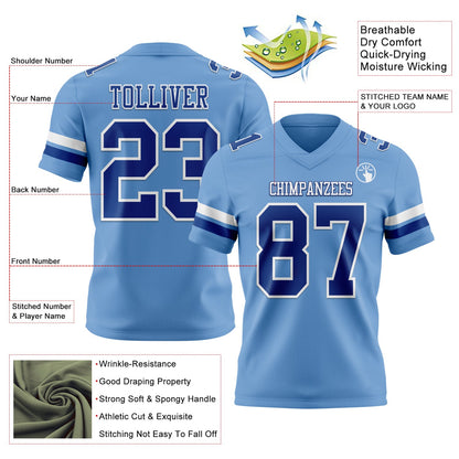 Custom Light Blue Royal-White Mesh Authentic Football Jersey - Sky-Custom