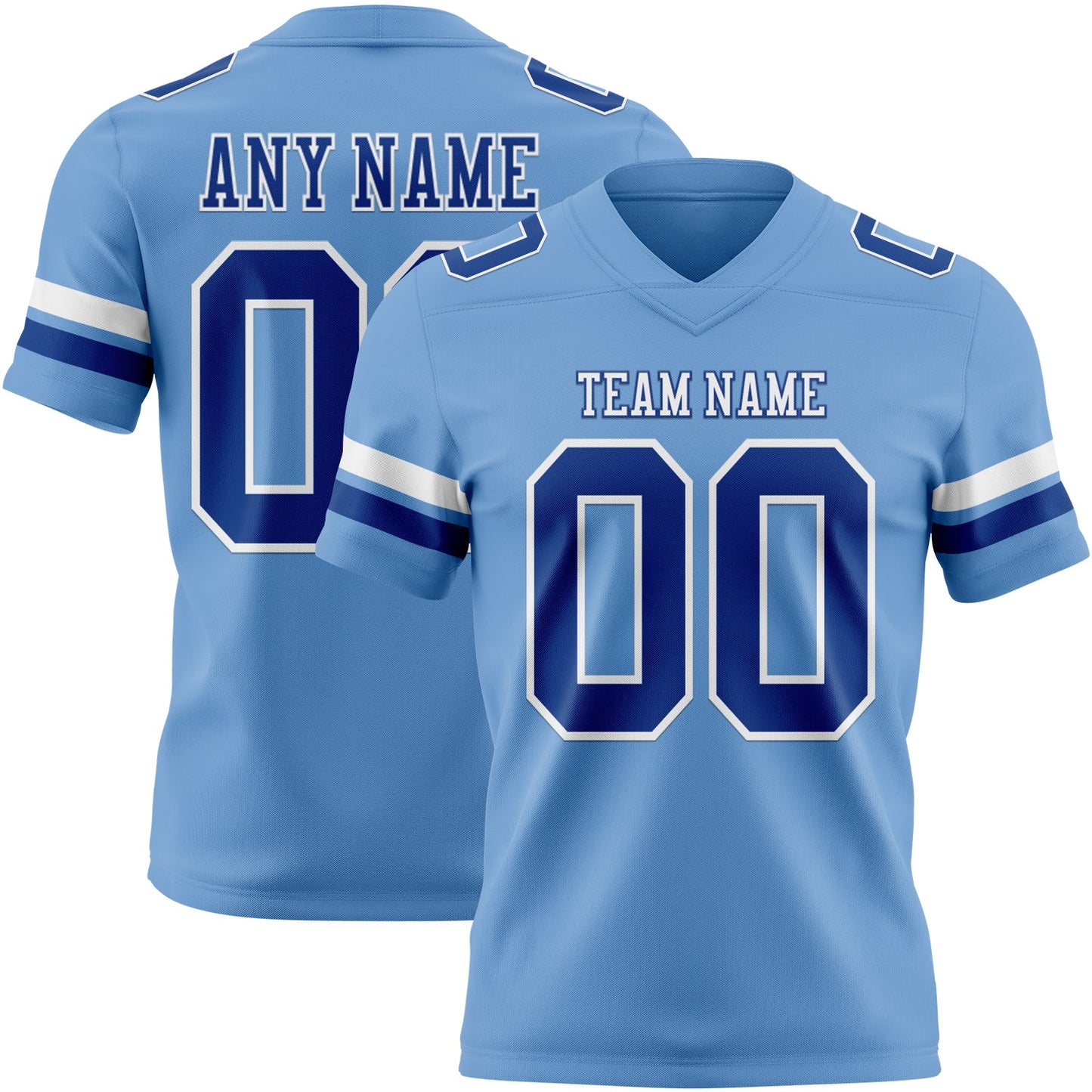 Custom Light Blue Royal-White Mesh Authentic Football Jersey - Sky-Custom