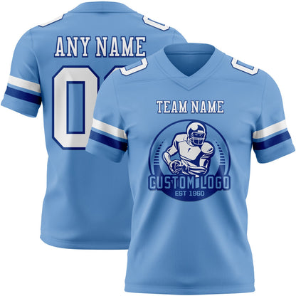Custom Light Blue White-Royal Mesh Authentic Football Jersey - Sky-Custom