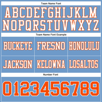 Custom Light Blue Orange-White Mesh Authentic Football Jersey - Sky-Custom