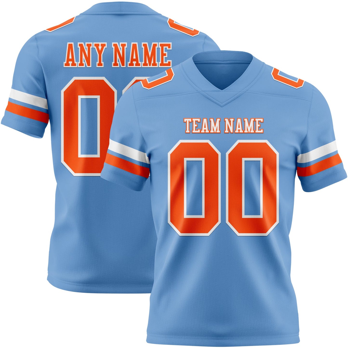 Custom Light Blue Orange-White Mesh Authentic Football Jersey - Sky-Custom