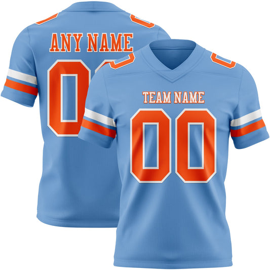 Custom Light Blue Orange-White Mesh Authentic Football Jersey - Sky-Custom