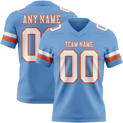 Custom Light Blue White-Orange Mesh Authentic Football Jersey - Sky-Custom